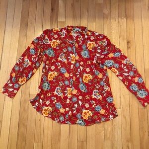 Gorgeous LOFT red floral blouse